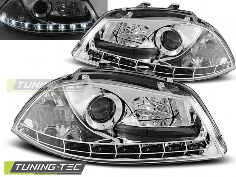 LED Tagfahrlicht Design Scheinwerfer für Seat Ibiza 6L 02-08 chrom